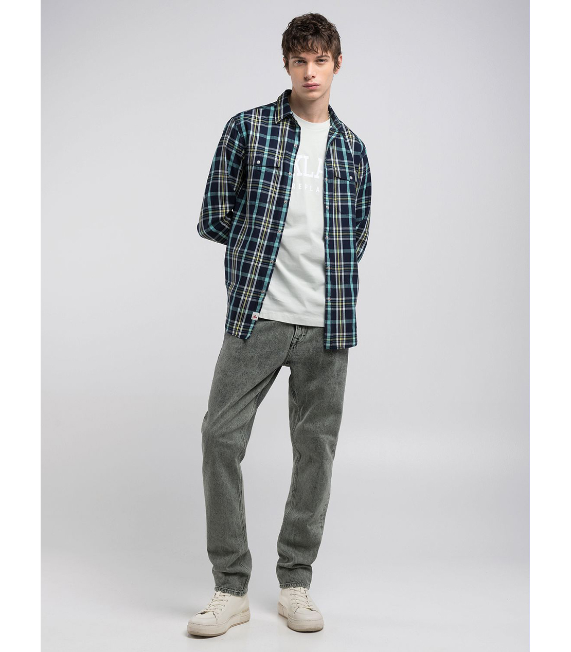 インディゴチェックシャツ 詳細画像 ネイビーグリーン 3